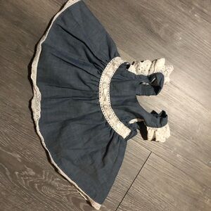 Blue and White Lace Trim Baby Dress